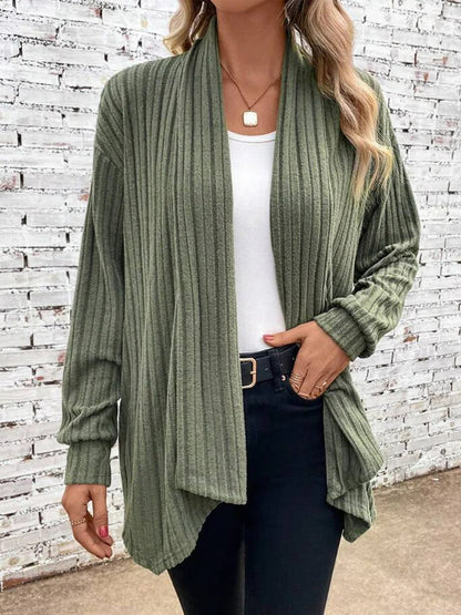 Women's casual knit cardigan with distinctive ribbed design NOVAE