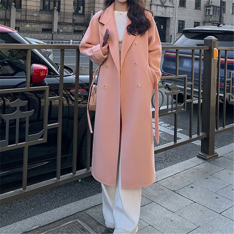 Women's Elegant Wool Coat with Double Button Placket and Wide Lapels NOVAE