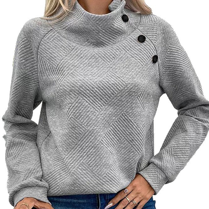 Women's sweater with high collar and stylish buttons NOVAE