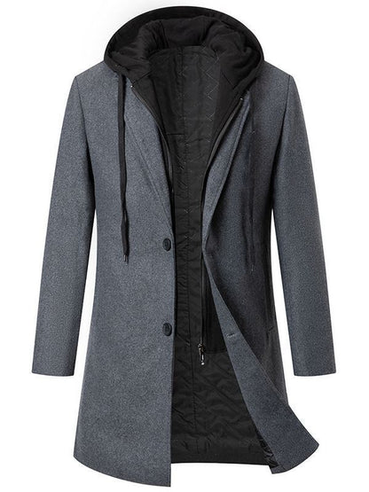 Men's elegant transitional coat with detachable hood NOVAE