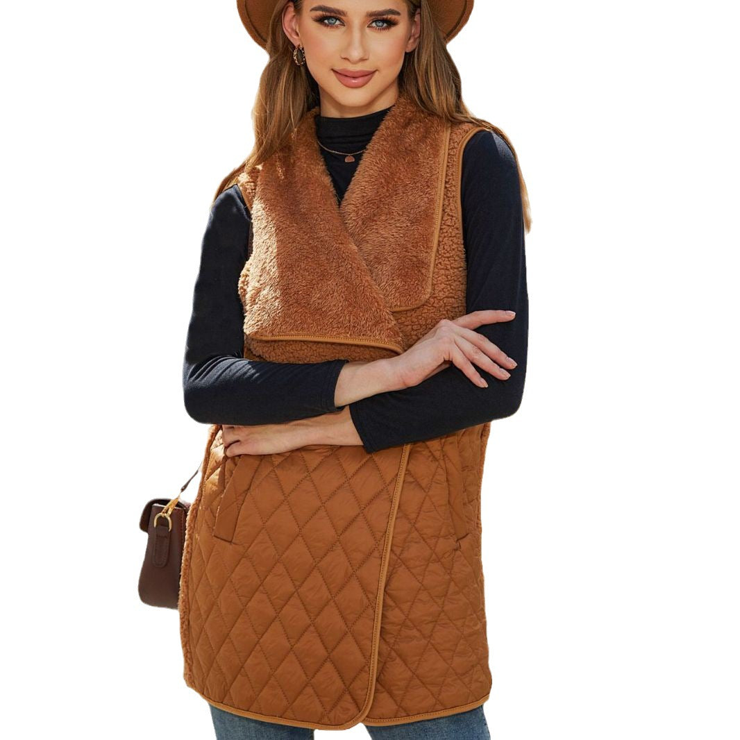 Women's reversible vest made of cuddly material and quilted design NOVAE