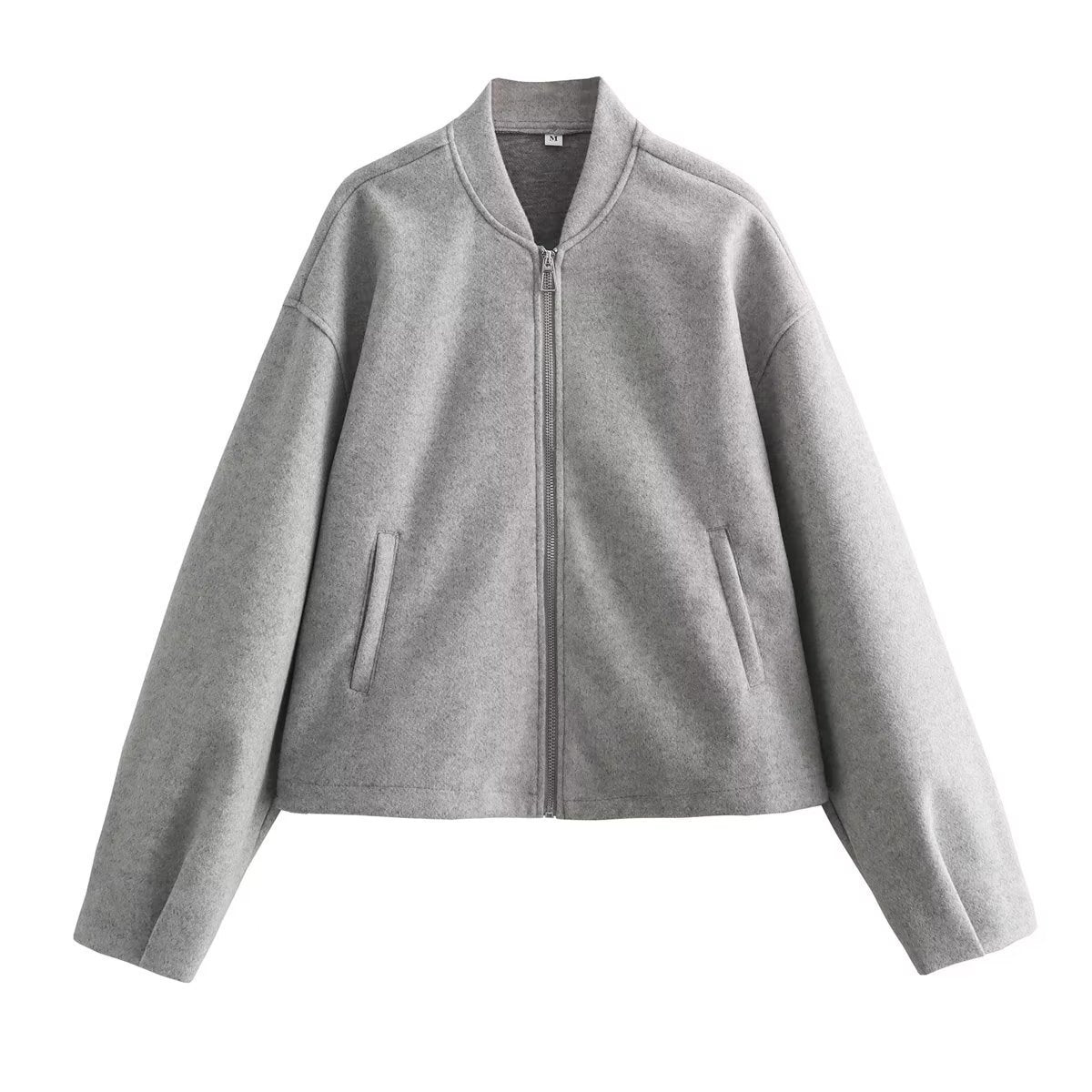 Women's casual transitional jacket with stand-up collar and asymmetrical cut NOVAE