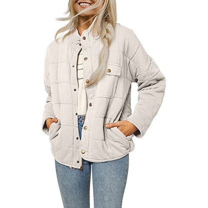Women's quilted jacket with decorative button NOVAE