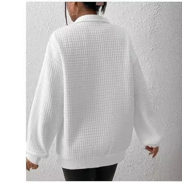 Women's fashionable quilted sweater with half zipper NOVAE