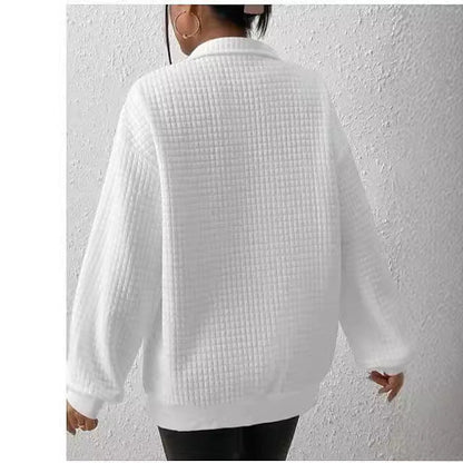 Women's fashionable quilted sweater with half zipper NOVAE