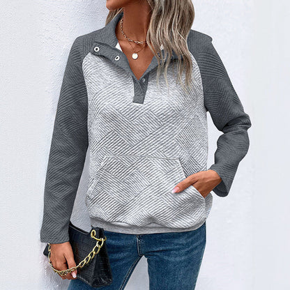 Women's casual sweater with structured design and button placket NOVAE