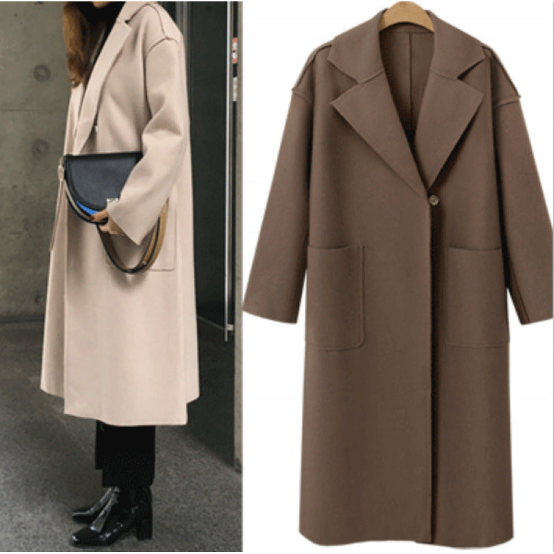 Women's Oversized Coat with Deep Lapels and Pockets NOVAE