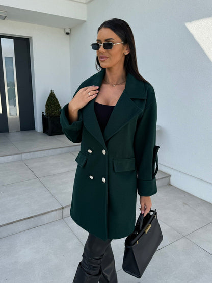 Women's Elegantly Cut Oversized Blazer with Double-Brown Buttons NOVAE