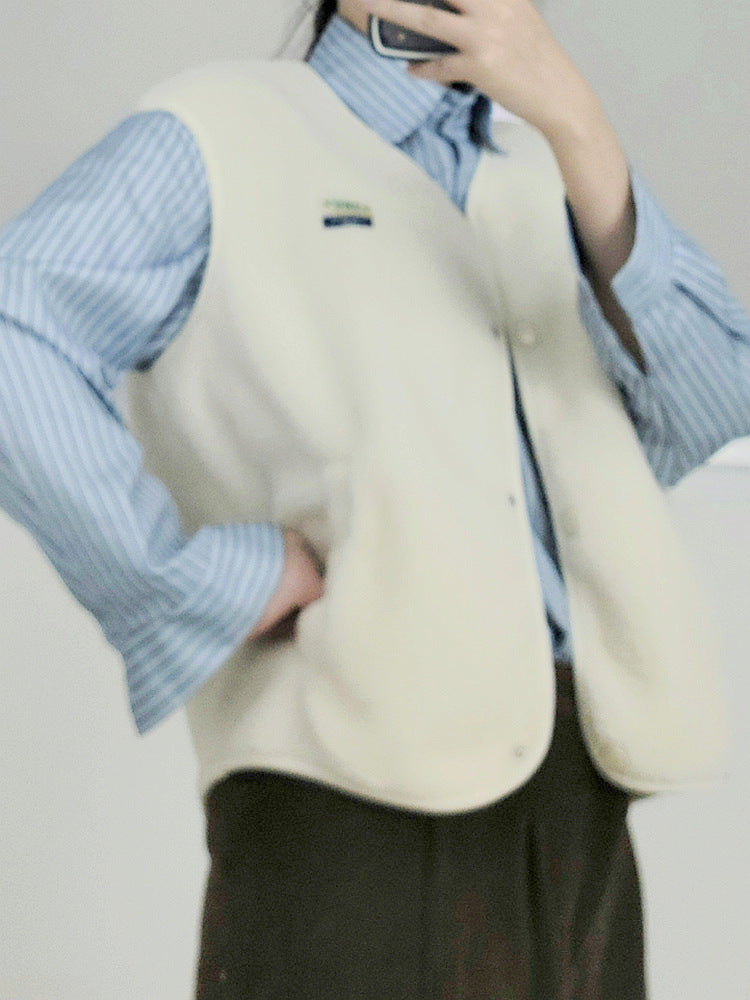 Women's soft and casual teddy vest with side pockets NOVAE