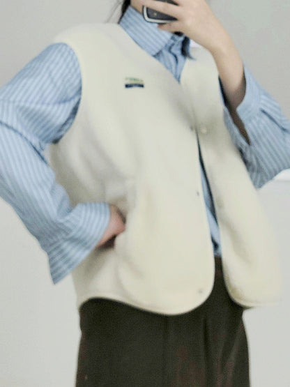 Women's soft and casual teddy vest with side pockets NOVAE