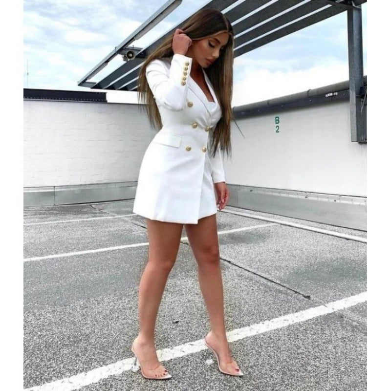 Women's blazer jacket with double-breasted button closure and elegant details NOVAE