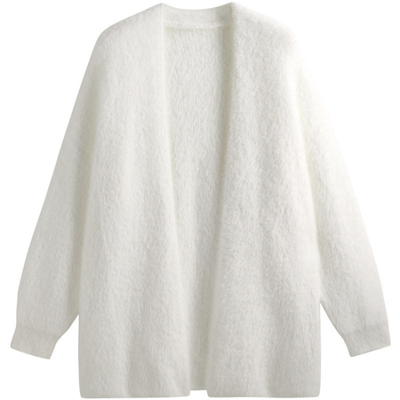 Women's oversized cardigan in soft fleece with an open cut NOVAE