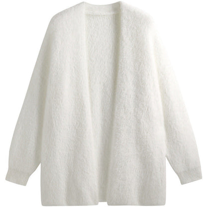 Women's oversized cardigan in soft fleece with an open cut NOVAE