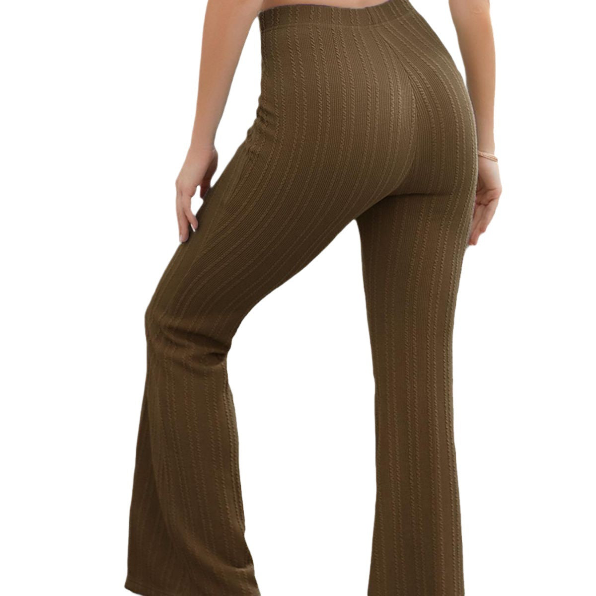 Women's high-waisted flared trousers with textured knit pattern NOVAE