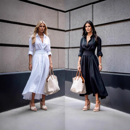 Women's shirt dress with asymmetrical hem and tailored cut NOVAE