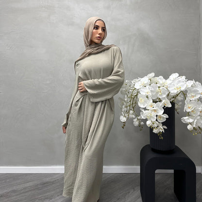 Women's fashionable maxi dress in flowing fabric with wide sleeves NOVAE