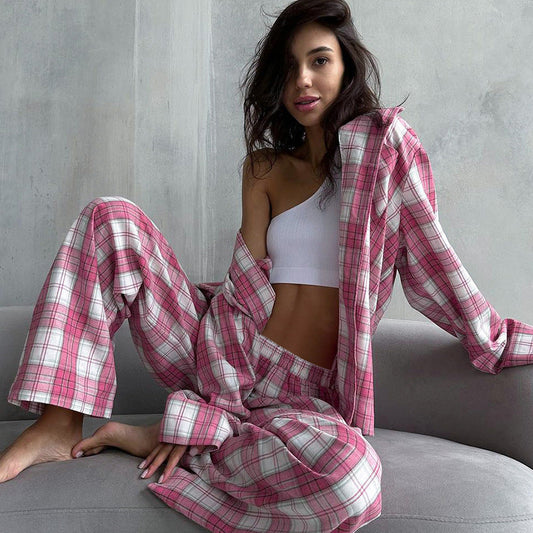 Women's casual plaid pajama set NOVAE