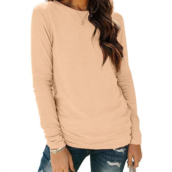 Women's casual long-sleeved shirt with decorative ruching NOVAE