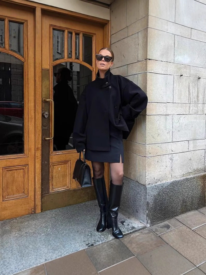 Women's modern and practical short jacket with high-closing collar NOVAE