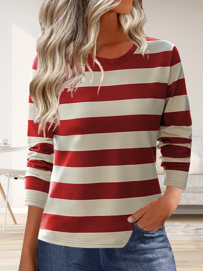 Women's long-sleeved shirt with a modern striped pattern and comfortable fit NOVAE