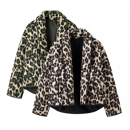 Women's fashionable jacket with animal print and pockets NOVAE