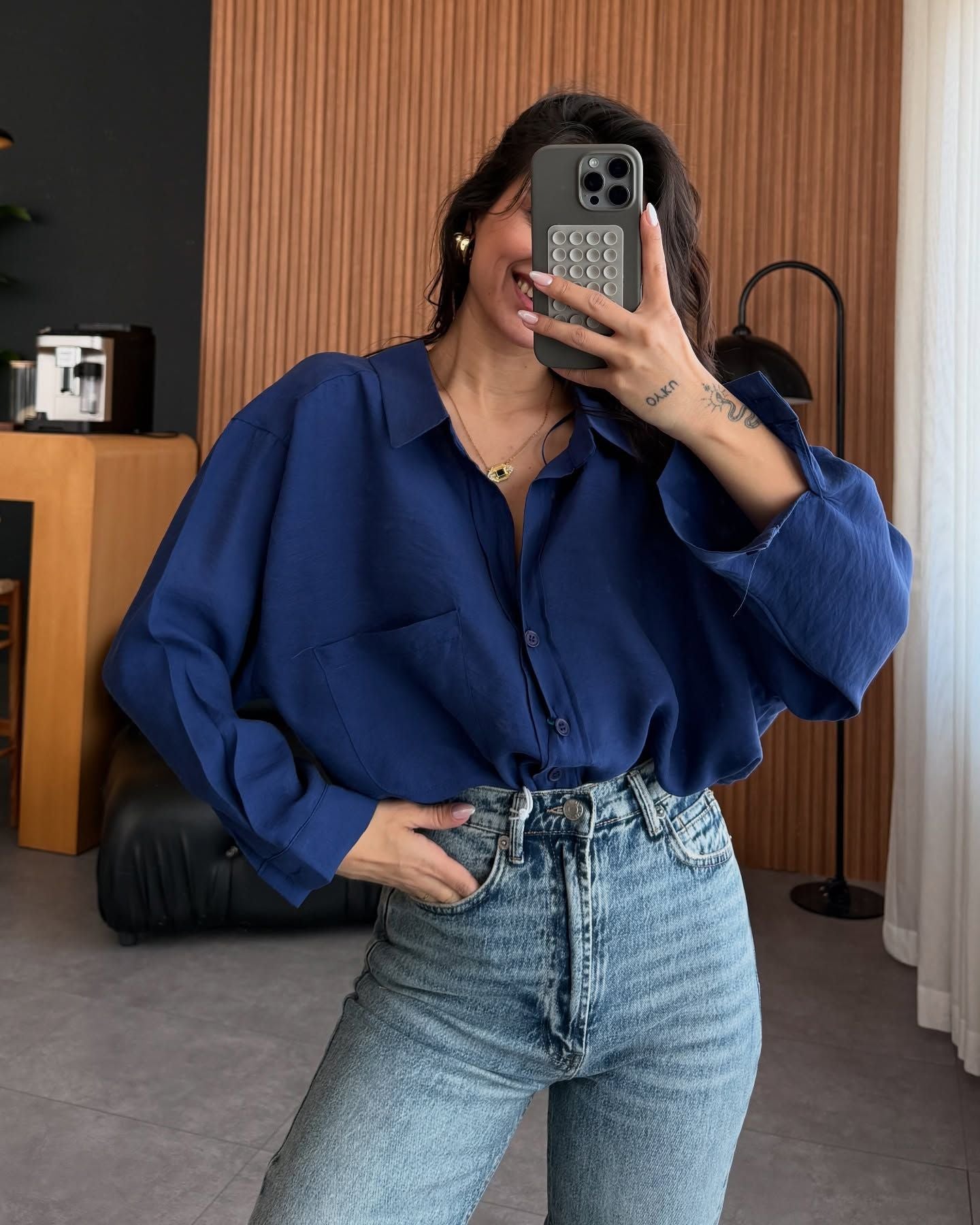 Women's oversized blouse shirt in soft linen fabric NOVAE