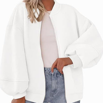 Women's Oversized Bomber Jacket with Zipper and Elastic Cuffs NOVAE