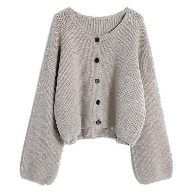 Women's fashionable short cardigan with fine ribbing and button detailing NOVAE