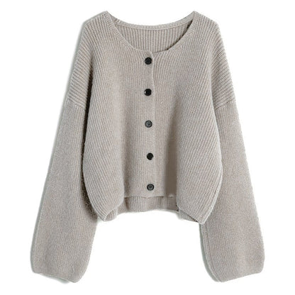 Women's fashionable short cardigan with fine ribbing and button detailing NOVAE