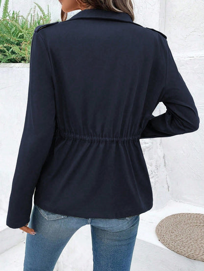 Women's transitional jacket with practical pockets and adjustable drawstring waist NOVAE