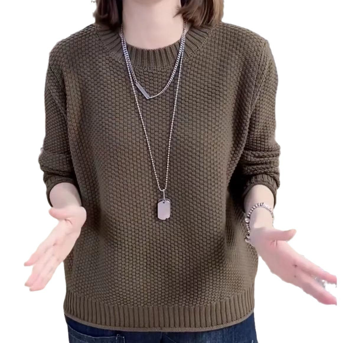 Women's casual knit sweater with a textured surface and a relaxed fit NOVAE