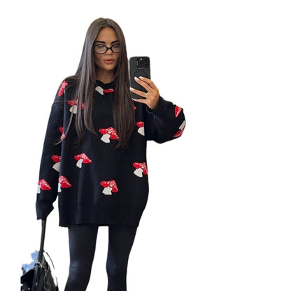 Women's sweater with a creative mushroom design and a casual cut NOVAE