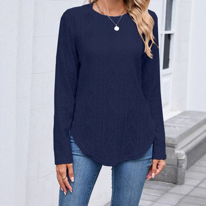 Women's long-sleeved shirt with a structured design and rounded hem NOVAE