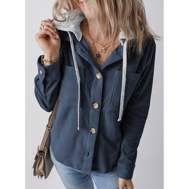 Women's casual shirt jacket with hood and side pockets NOVAE