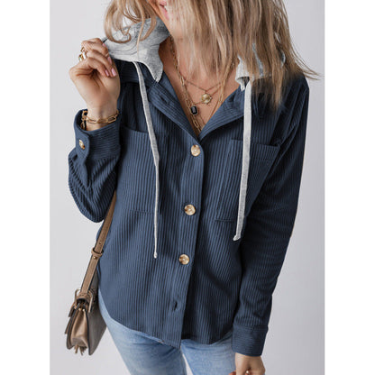 Women's casual shirt jacket with hood and side pockets NOVAE