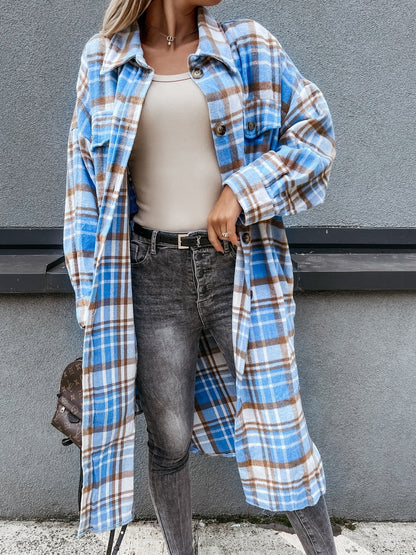 Women's Checkered Shirt Coat in Soft Cotton Blend NOVAE