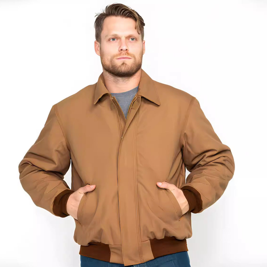 Men's casual transitional jacket with practical stand-up collar NOVAE