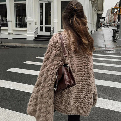 Women's chunky knit sweater with oversized sleeves NOVAE