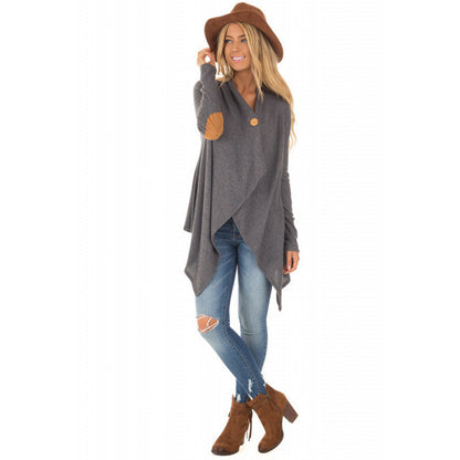 Women's wrap jacket with asymmetrical cut and leather accents NOVAE