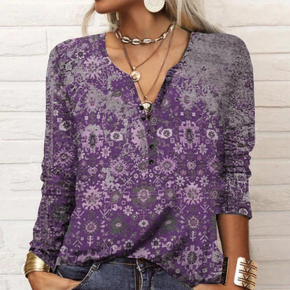 Women's long-sleeved casual shirt with playful pattern NOVAE