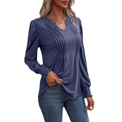 Women's long-sleeved shirt with elegant ruffle NOVAE
