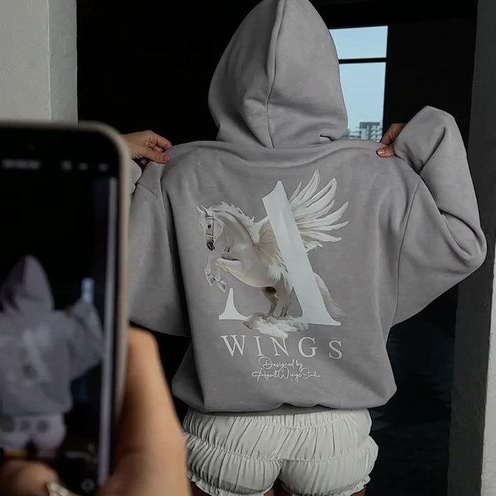 Women's hoodie with creative Pegasus design NOVAE
