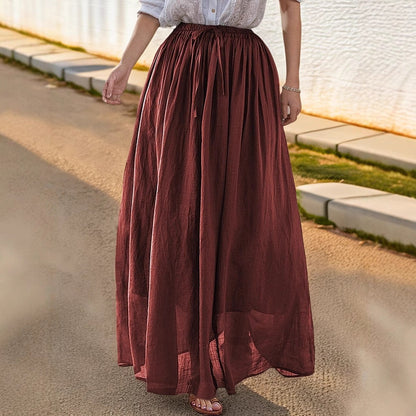 Women's elegant maxi skirt with a flowing cut and practical tie straps NOVAE