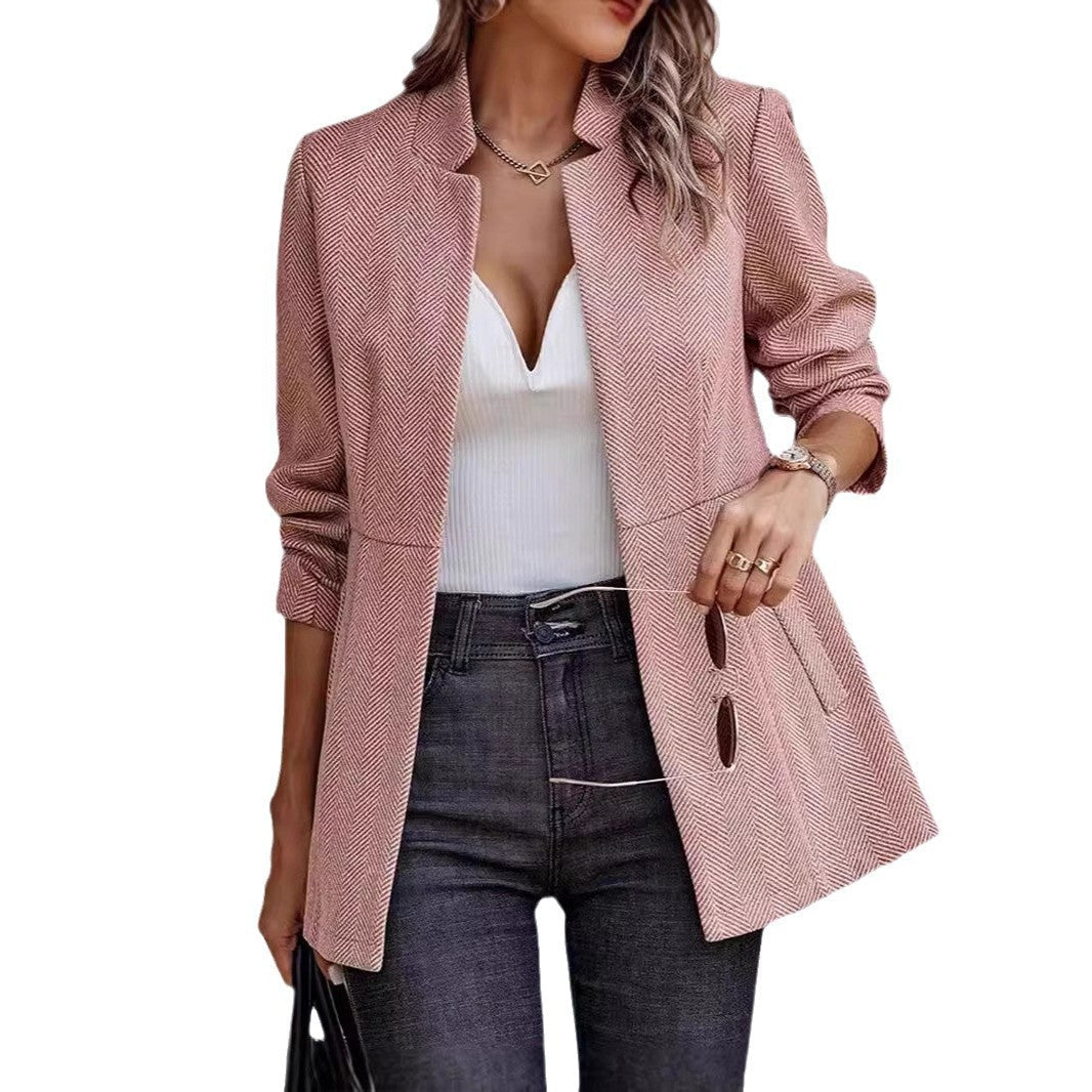 Women's elegant blazer jacket with modern houndstooth pattern NOVAE