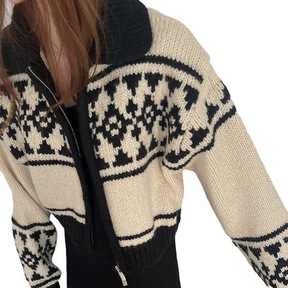 Women's cardigan with floral pattern and comfortable stand-up collar NOVAE