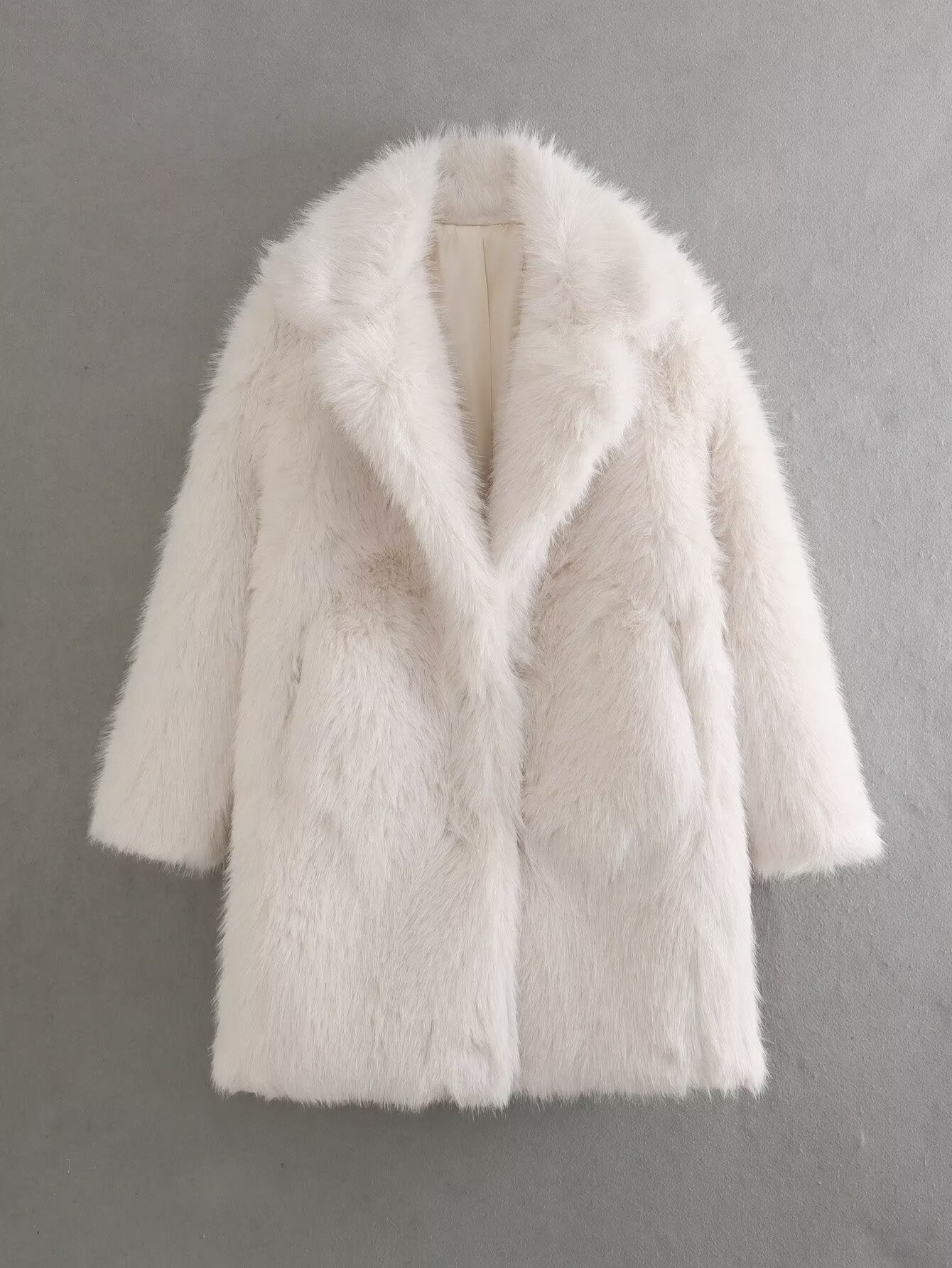 Women's fleece coat with double lapels NOVAE