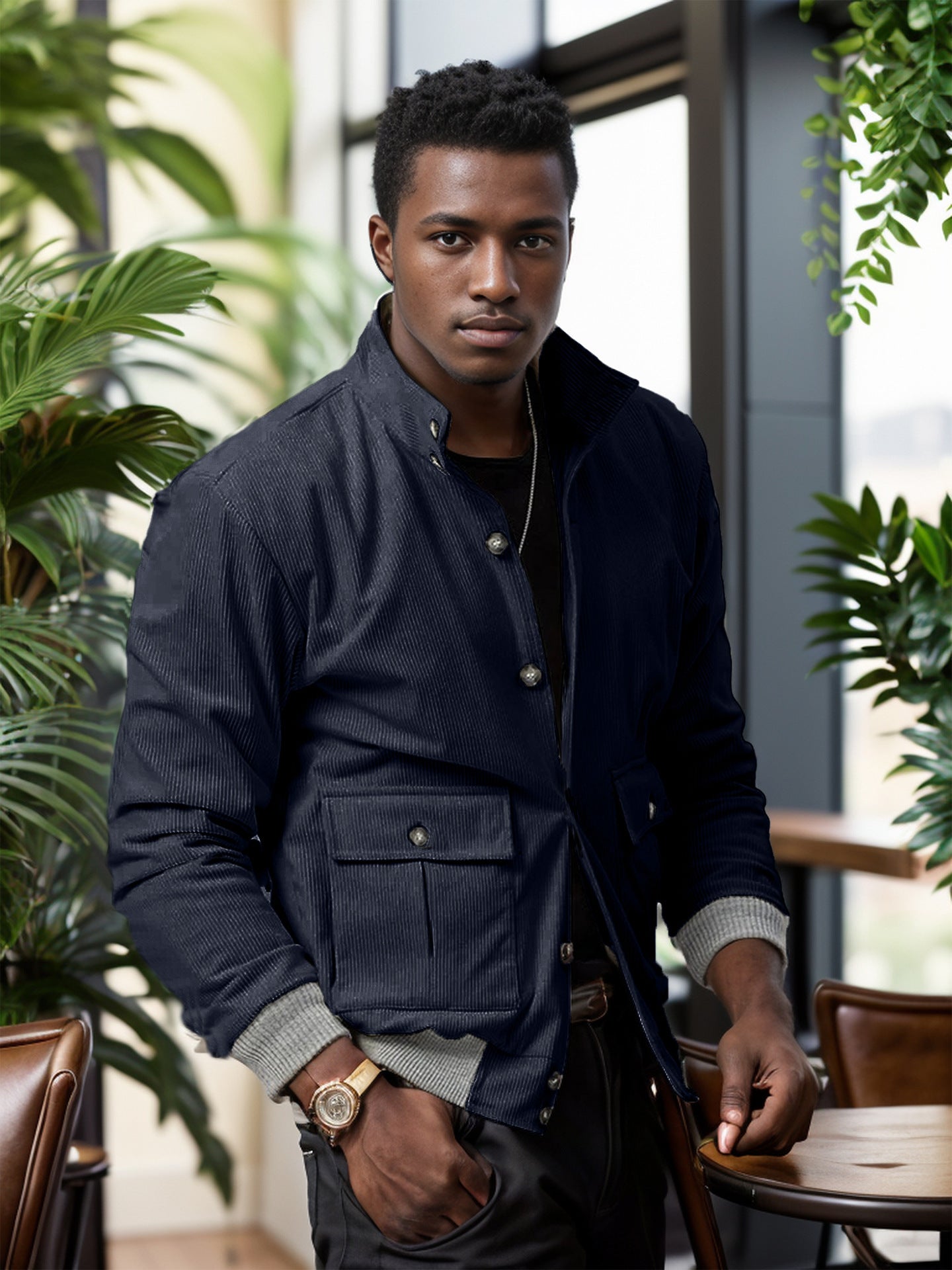 Men's modern corduroy jacket with practical pockets NOVAE