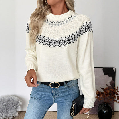Women's knitted sweater with traditional Norwegian pattern NOVAE