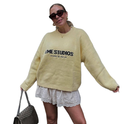 Women's oversized sweater with creative lettering NOVAE