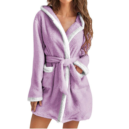 Women's Cozy Bathrobe with Soft Sherpa Lining and Practical Pockets NOVAE
